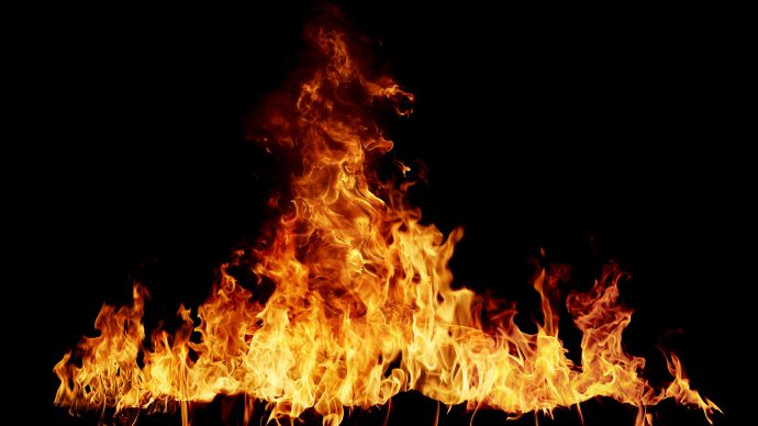 Fire isolated over black background